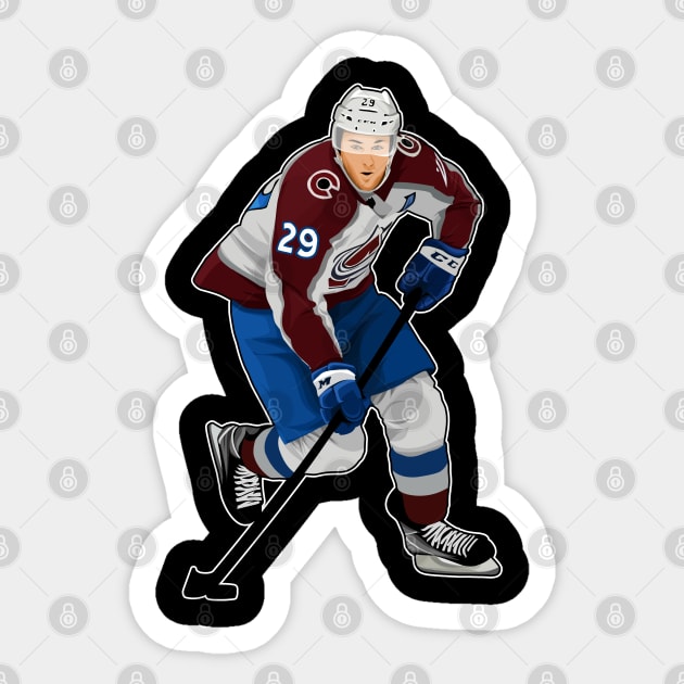 Nathan MacKinnon #29 Play The Puck Sticker by GuardWall17